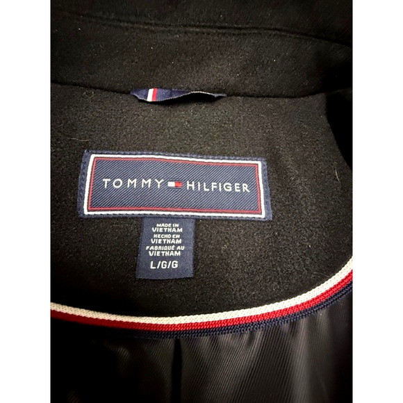 Tommy Hilfiger Women's Sz Large Single Breasted Coat Black Gold Buttons $315 - Picture 6 of 11